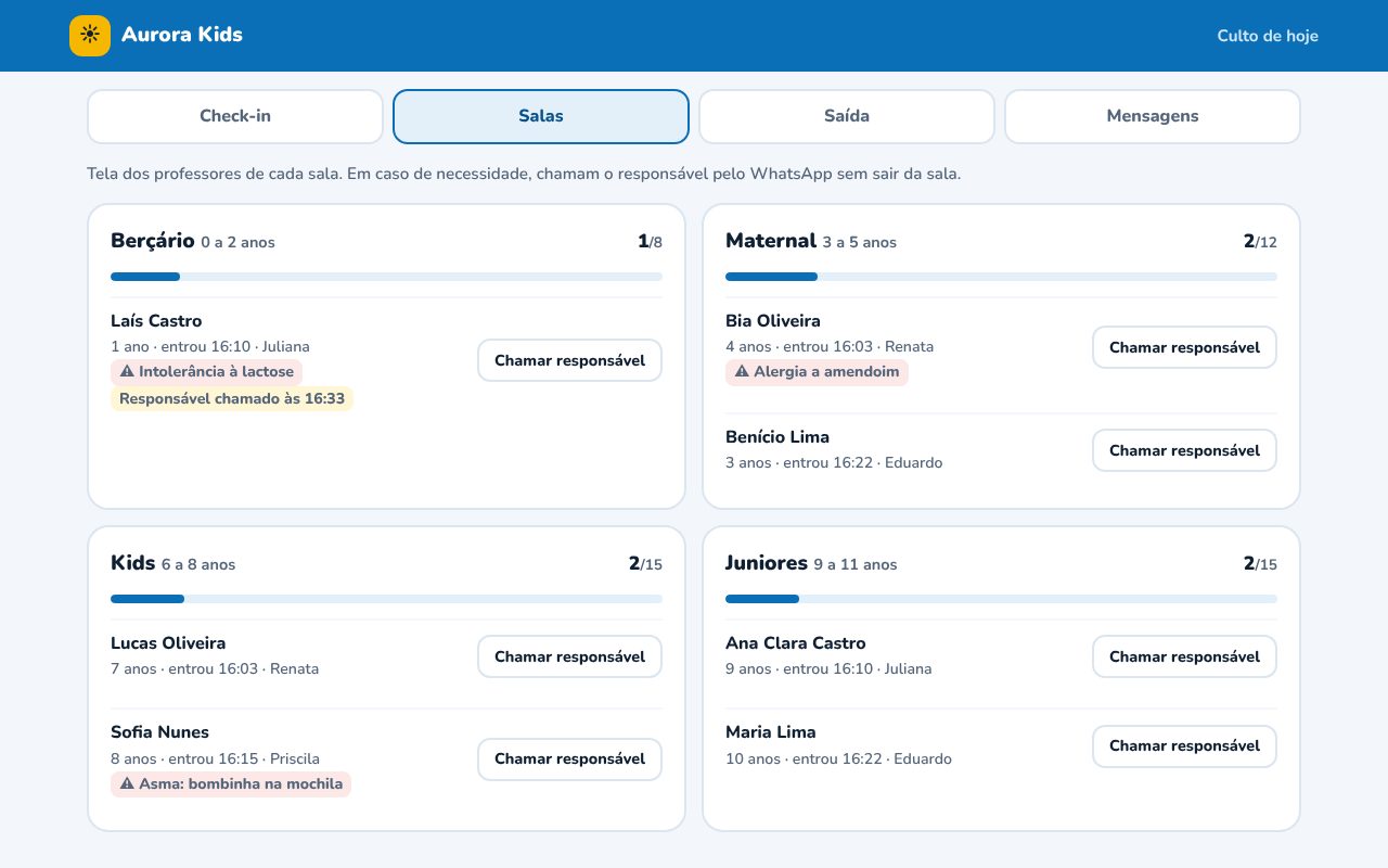 Tela do Check-in Infantil com Etiqueta de Segurança